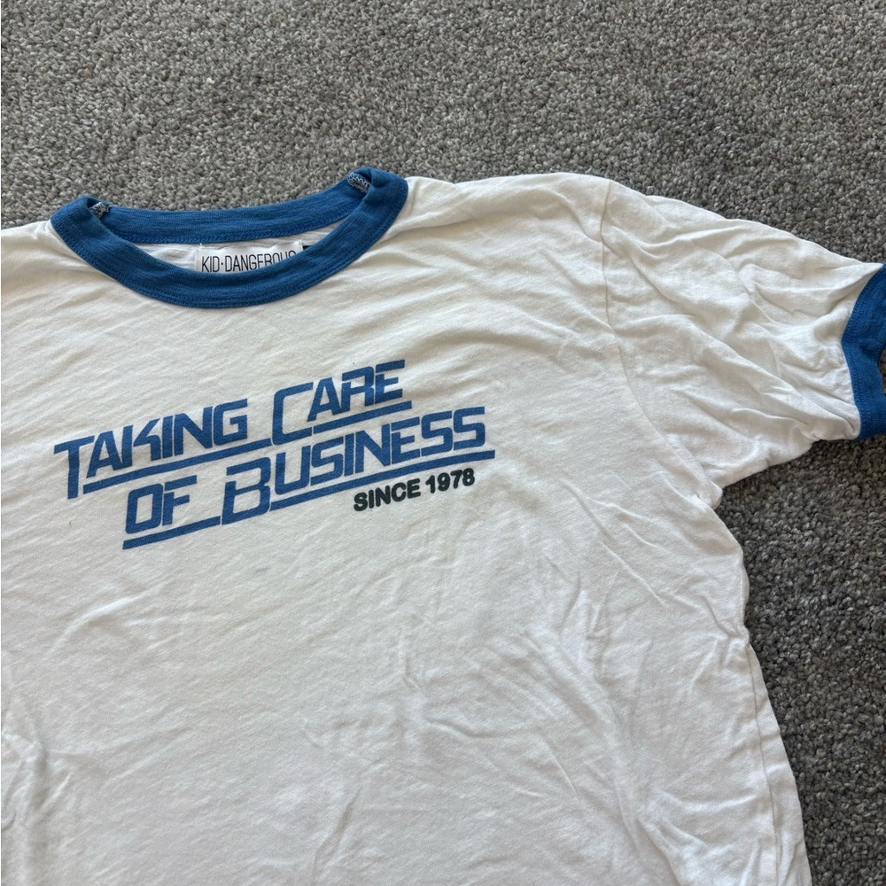 Girl Dangerous White Tee with Blue Graphic